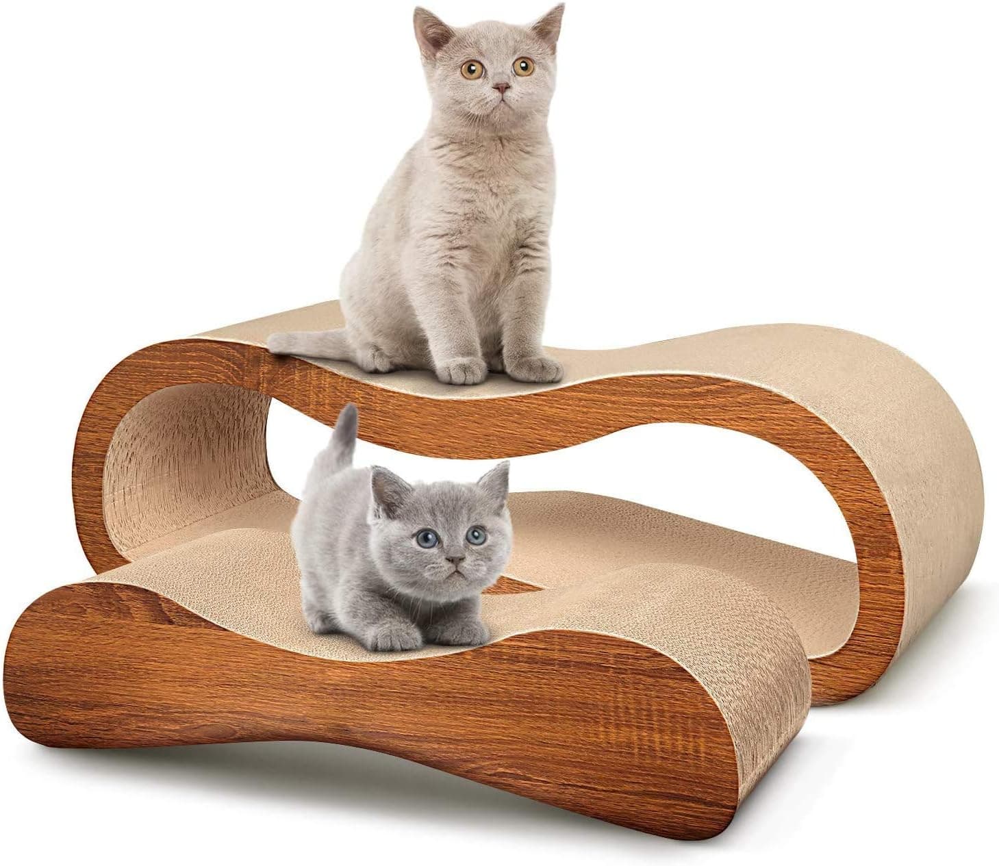 FluffyDream 2 in 1 Cat Scratcher Cardboard Lounge Bed, Durable Board Pads, Large