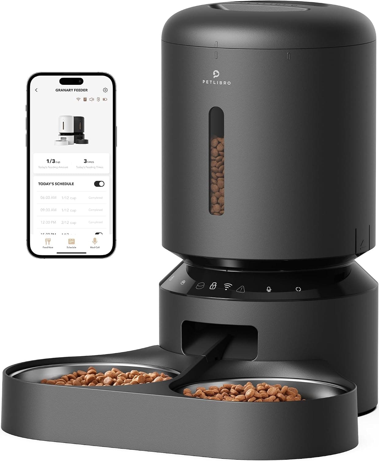 PETLIBRO Automatic Cat Feeder, WiFi, Adjustable Meal Splitter, Stainless Steel