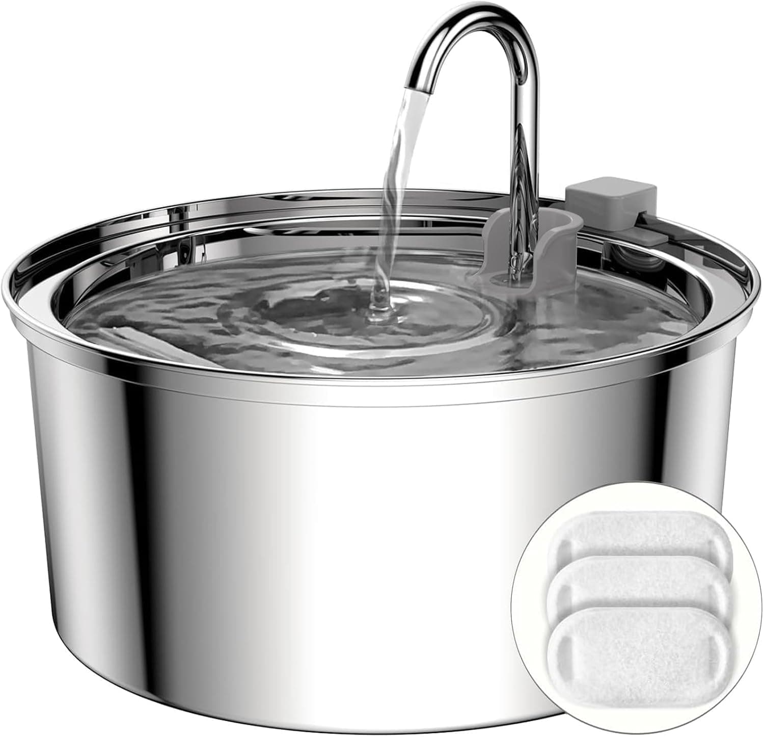 108oz/3.2L Large Capacity Stainless Steel Cat Water Fountain, Ultra Quiet