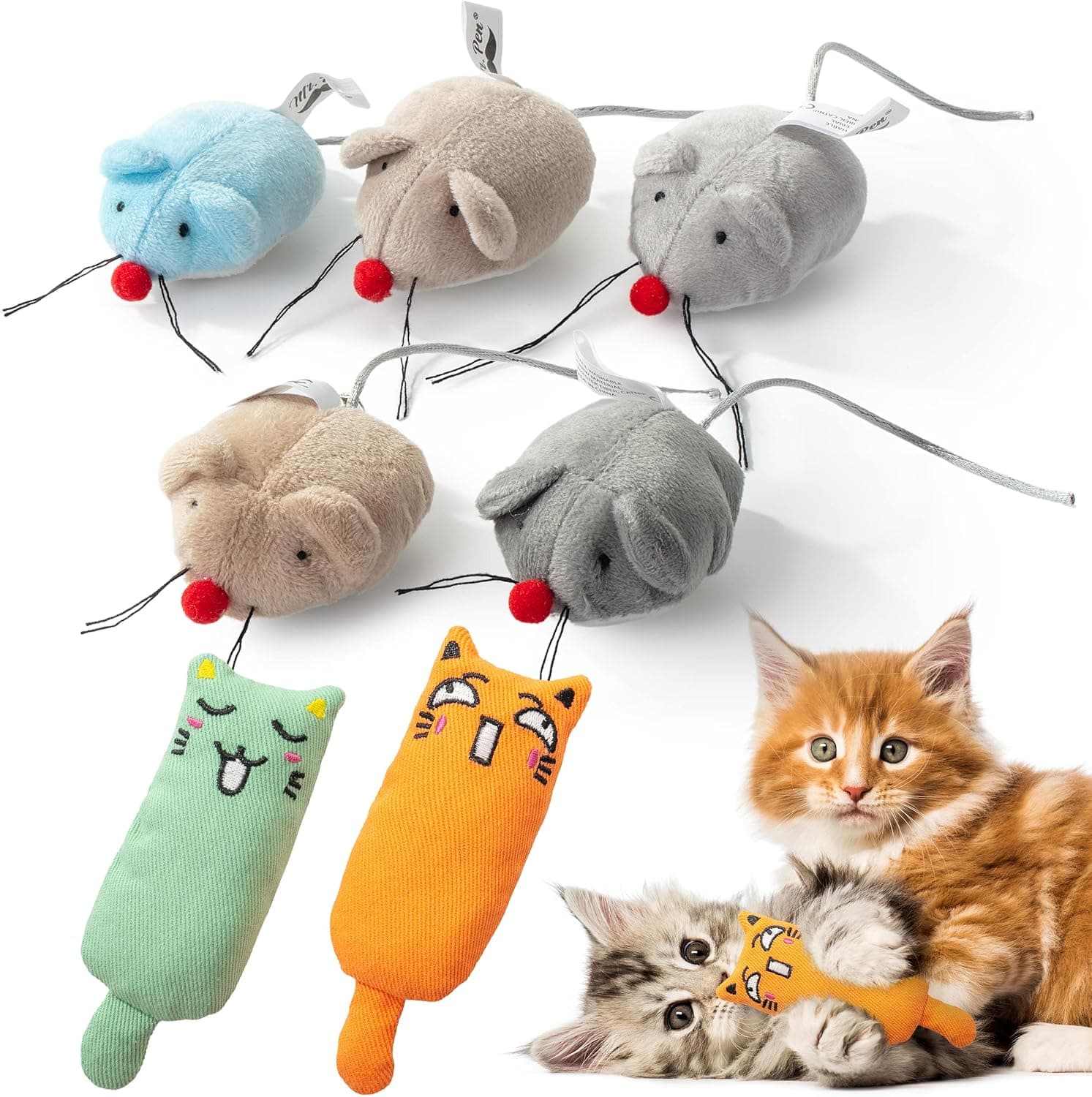 Mr. Pen Catnip Toys, 7 Pcs Mouse Toy for Indoor Cats