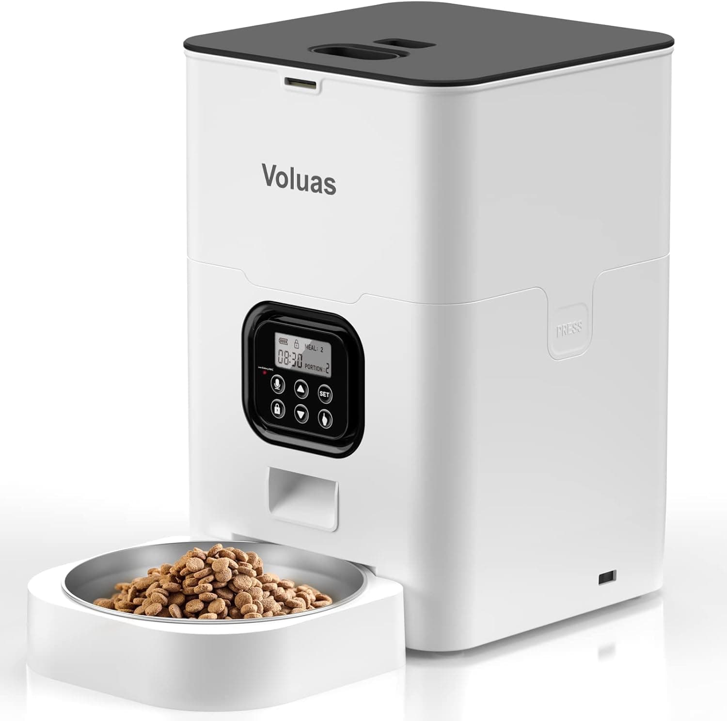 VOLUAS Automatic Cat Feeder 4L Timed Dispenser, Programmable, Power-Off Memory, Voice Recorder