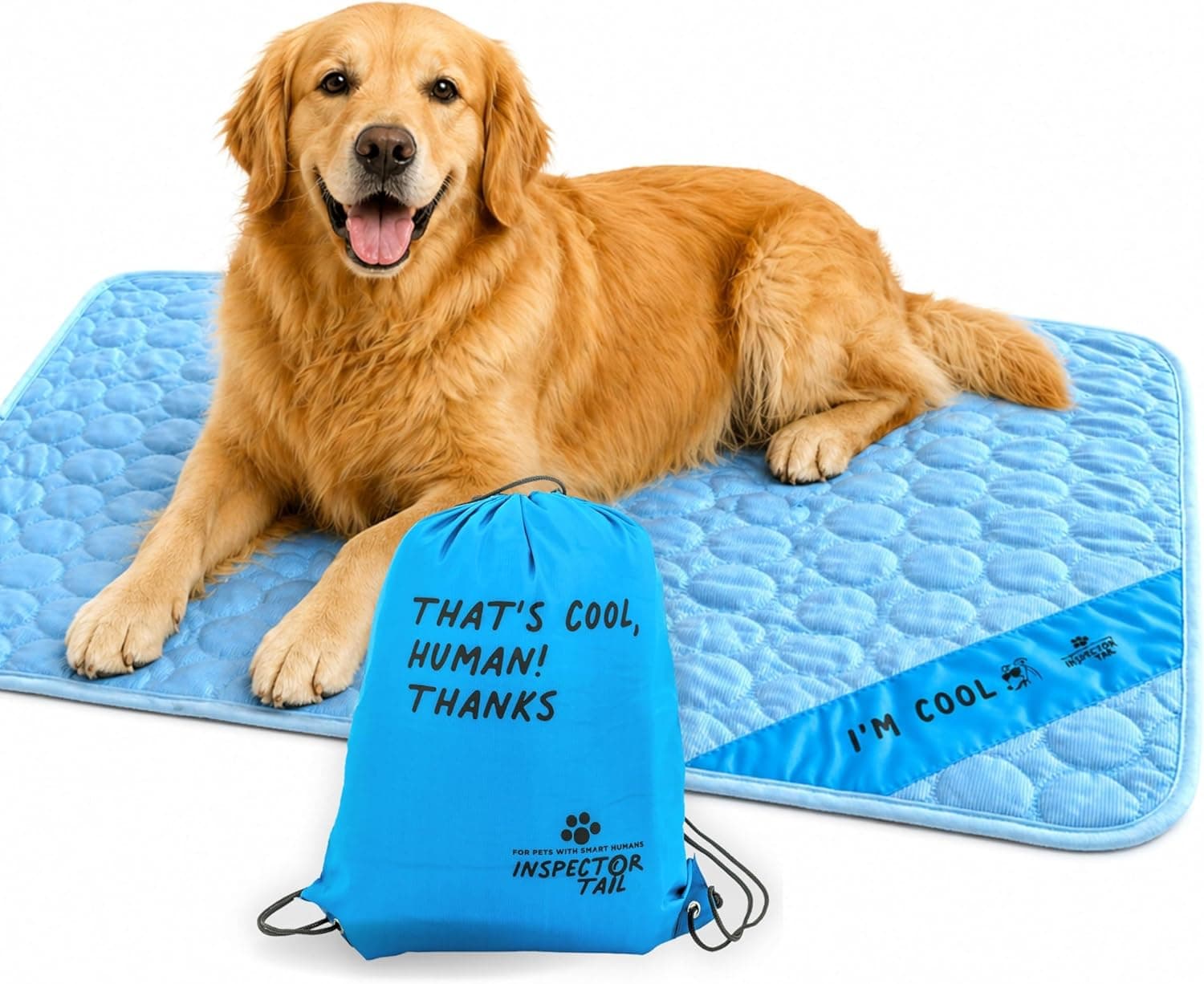 INSPECTOR TAIL Dog Cooling Mat, Self-Cooling Pad with Travel Bag, 39x27