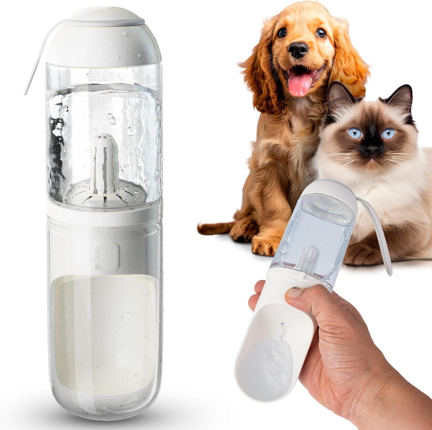ABC PACK & SUPPLY Portable Dog Water Bottle Dispenser 12 Oz with Silicone Strap & Cotton Filter