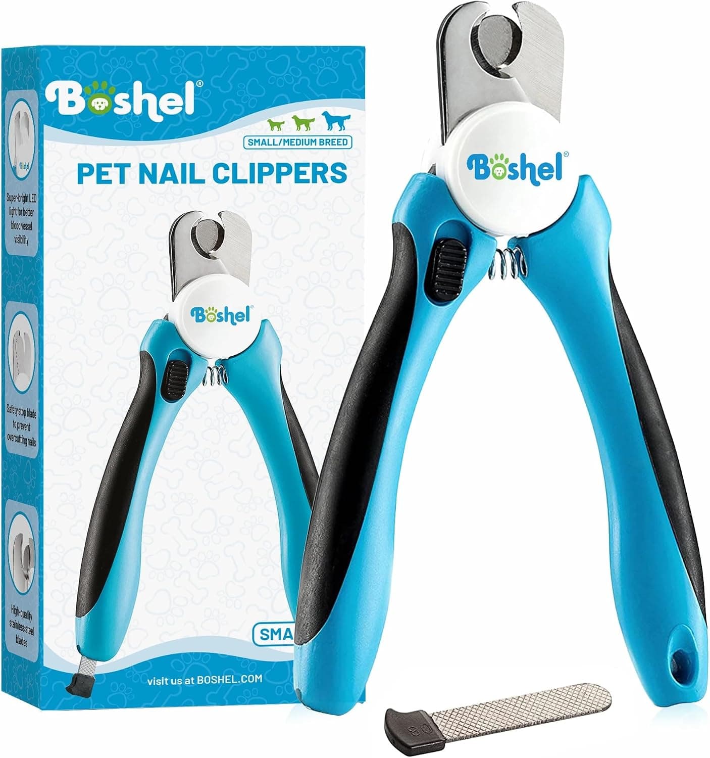 Boshel Dog and Cat Nail Clipper with Safety Guard, Razor-Sharp Toenail Cutter with Nail File