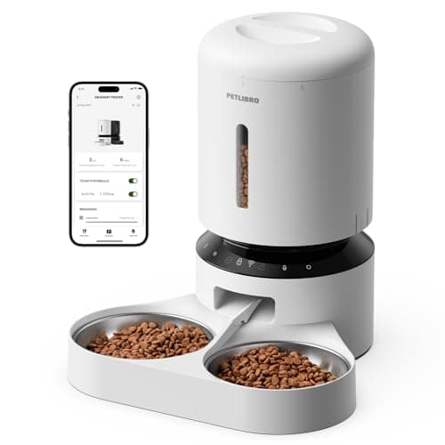 PETLIBRO 5L Automatic Cat Feeder for 2 Cats, 5G&2.4G Wi-Fi Programmable Cat Food Dispenser with Dual Stainless Steel Bowls, Airtight Lock Fresh Technology, Low Food Sensor