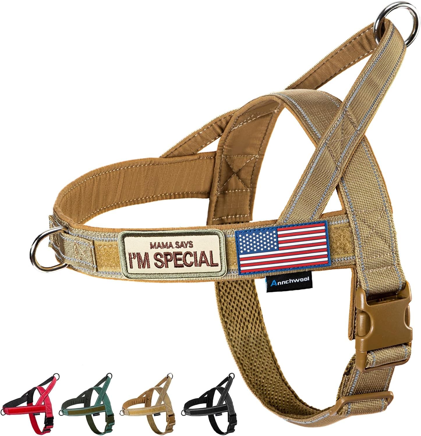 Annchwool No Pull Dog Harness with Soft Padded Handle, Reflective