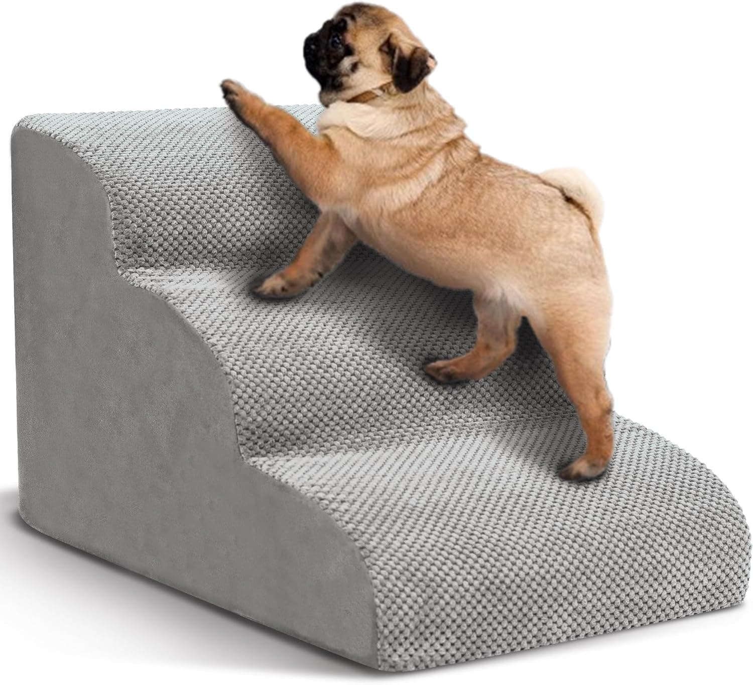 Dog Stairs for Small Dogs 3 Tiers High Density Foam Dog Ramp Extra Wide Non-Slip Pet Steps for High Beds or Couch