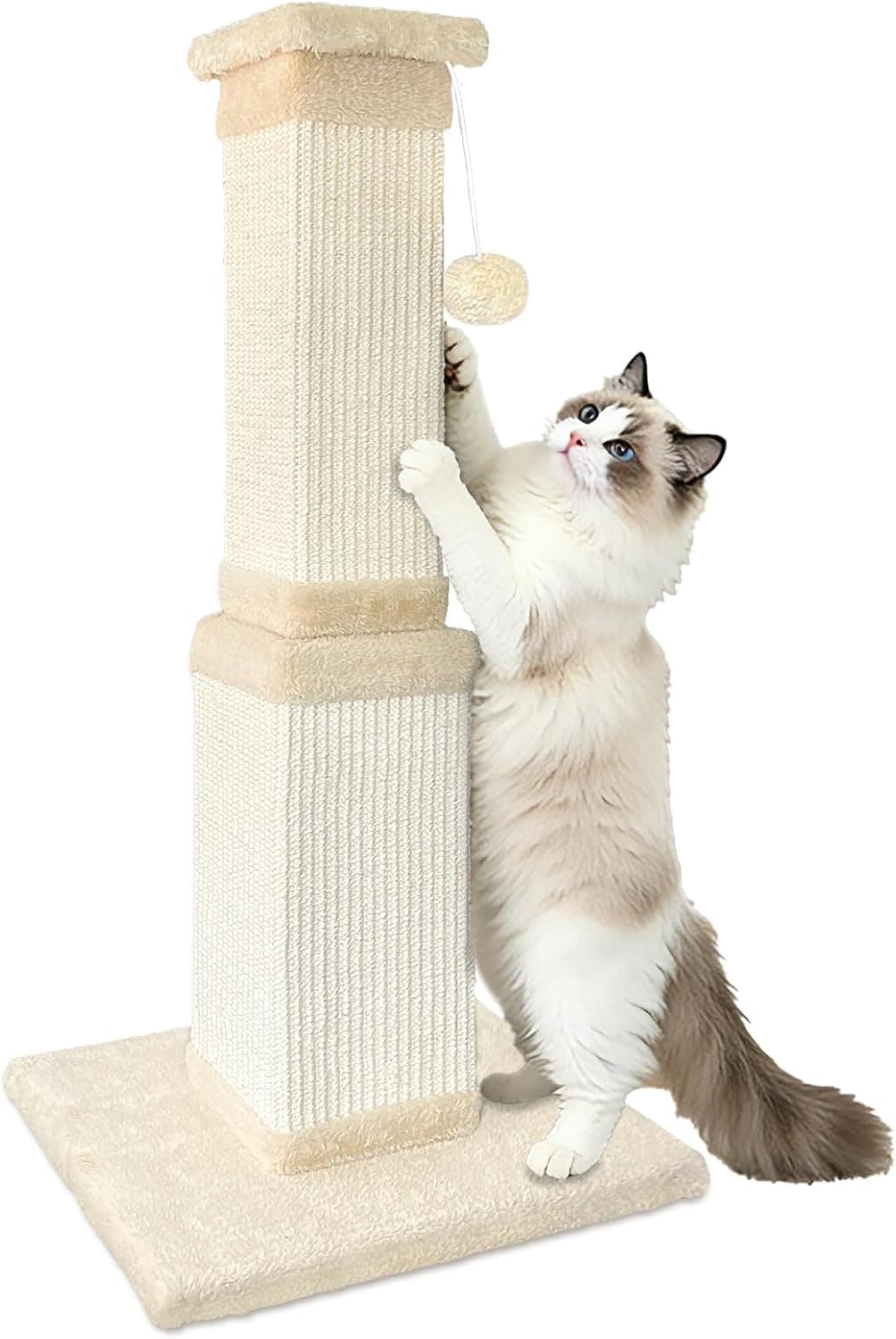AGYM Cat Scratching Post for Large Cats, Sturdy Sisal Scratch Post 32 Inch, Beige