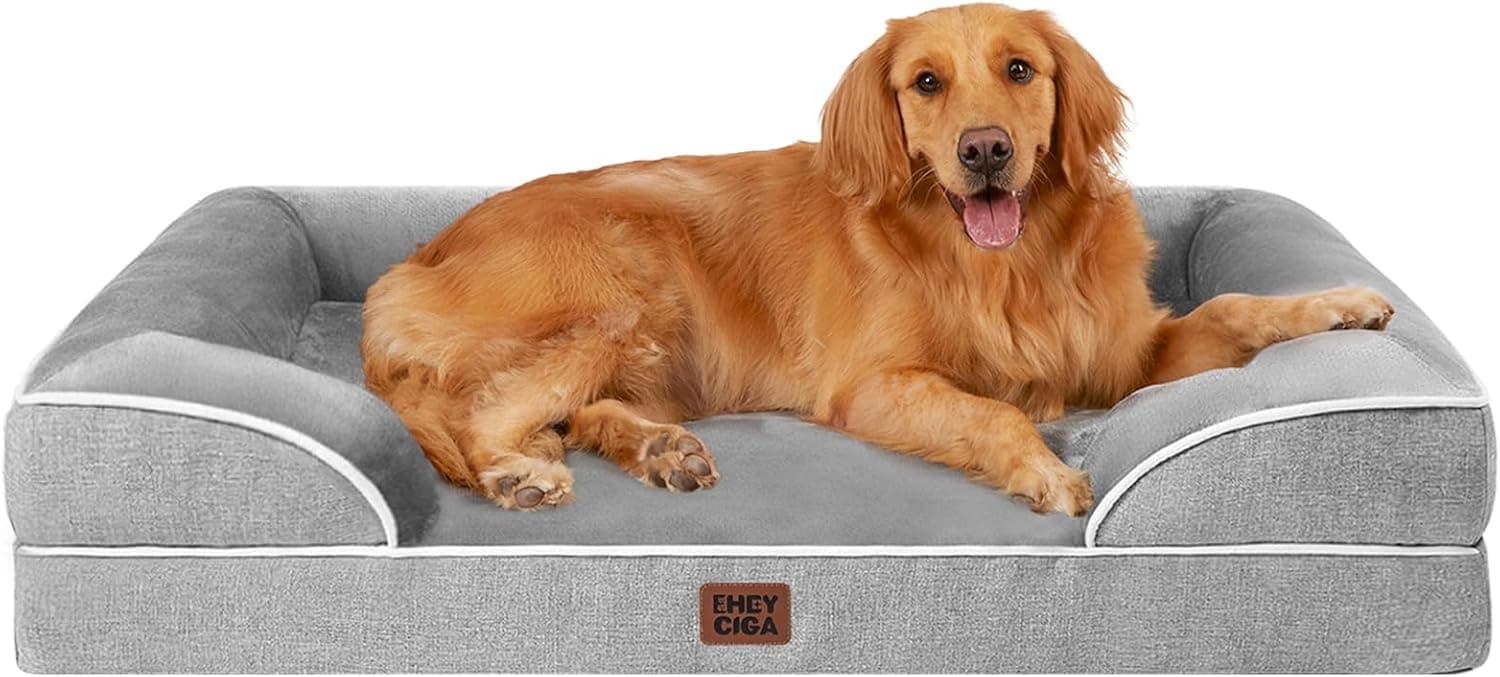 EHEYCIGA Orthopedic Dog Beds for Extra Large Dogs, Egg-Crate Foam with Sides
