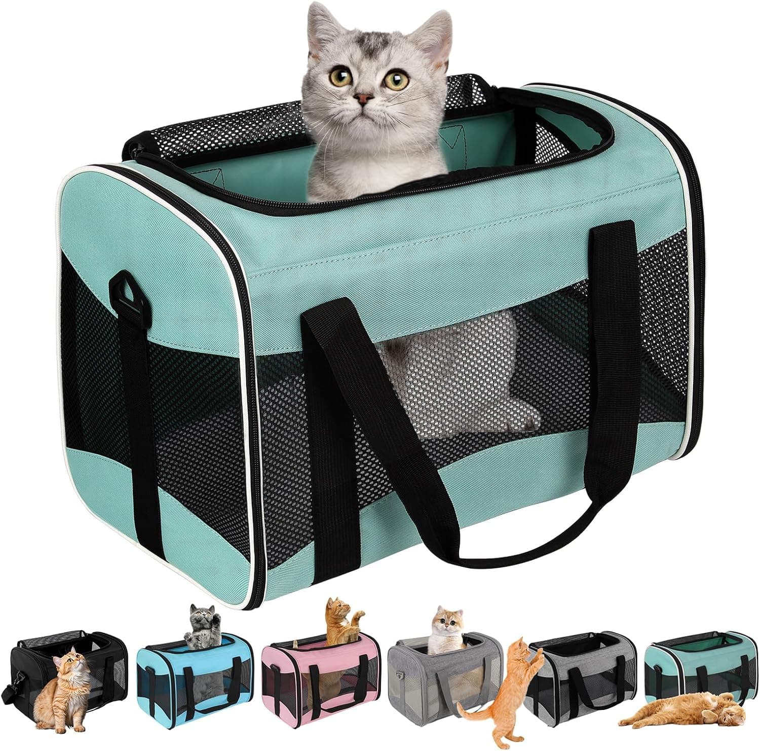 Soft-Sided Collapsible Cat Carrier TSA Airline Approved (17x11x11)