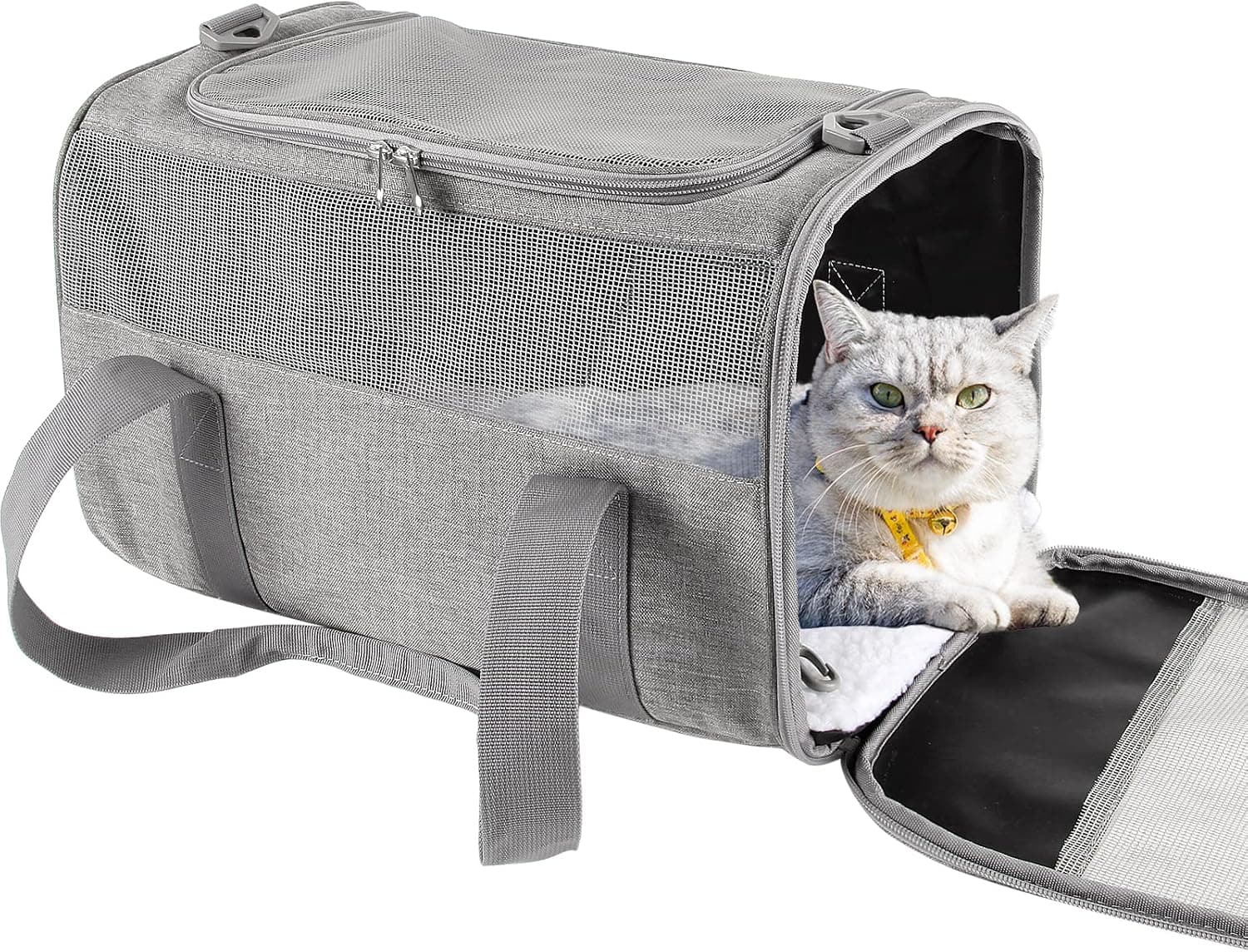 IONRIVER Soft Sided Cat Carrier, Airline Approved (Medium, Grey)