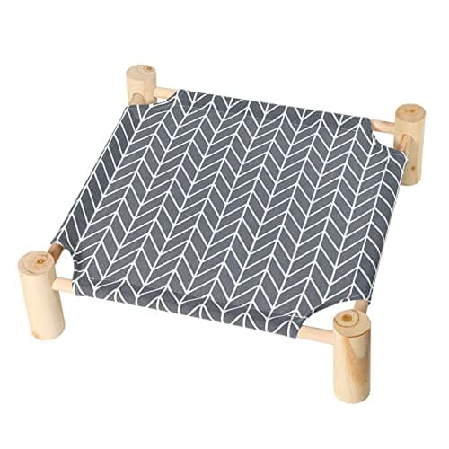 Patas Lague Cat Hammock Bed Small Eleveted Dog Bed 19x19 in Arrow | Brethable Wooden Pet Bed, Cooling Rabbit Cot, Outdoor Cat Furniture For Summer