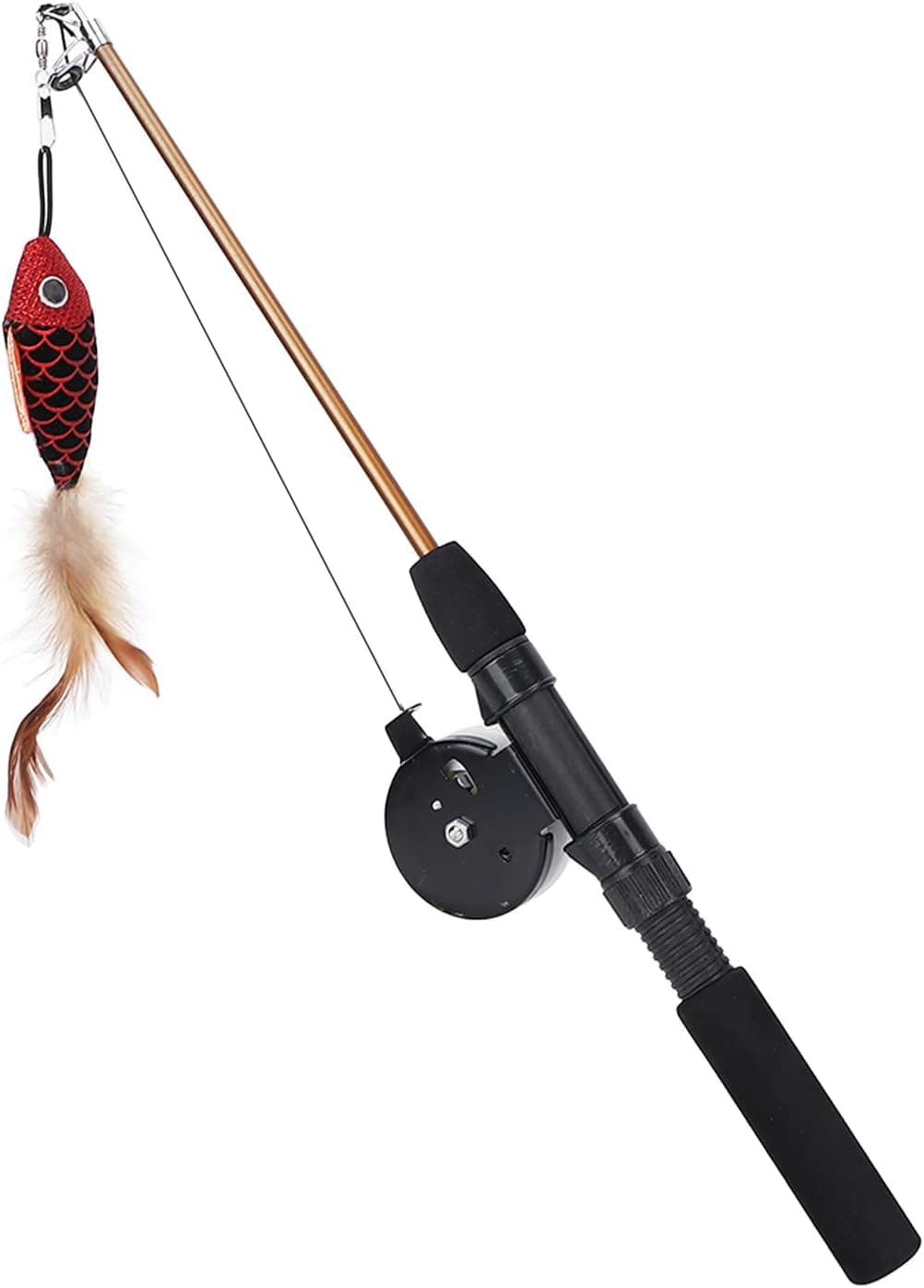 Interactive Cat Teaser Wand Toys Retractable Fishing Pole Funny Cat Stick with Dangler for Indoor Cats