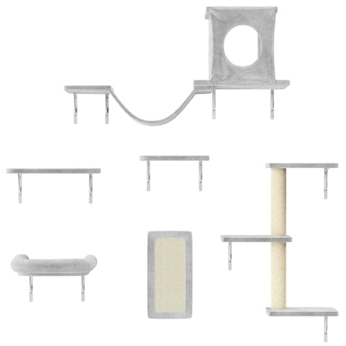 NUNU LAB Cat Wall Shelves, 6 Pcs Luxury Wall-Mounted Cat Climber Set, Gray