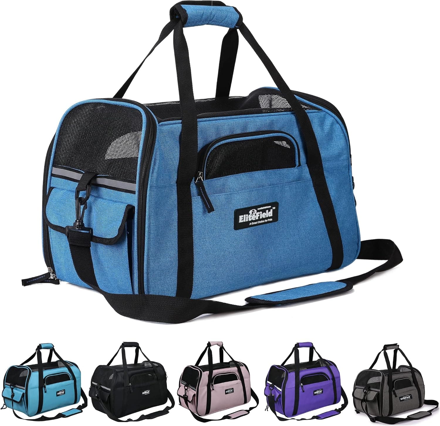 EliteField Soft Pet Carrier, Airline Approved, X-Large, Sapphire Blue