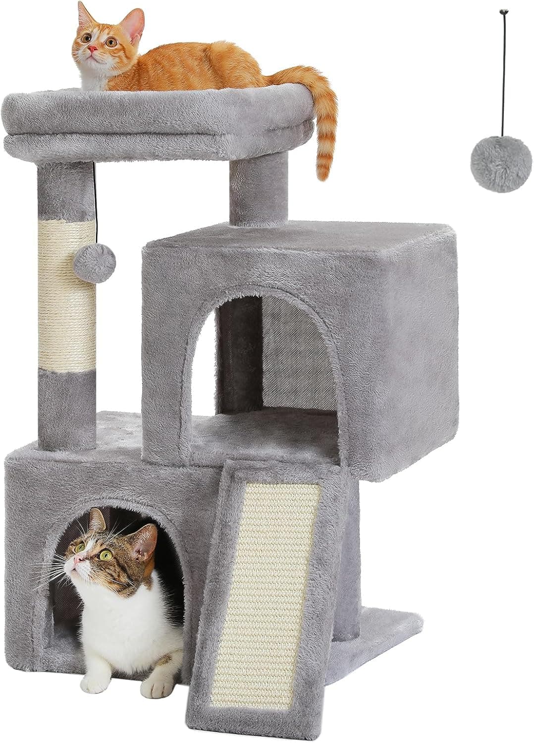 PAWZ Road 30" Cat Tower, Small Cat Tree with 2 Condos for Indoor Cats