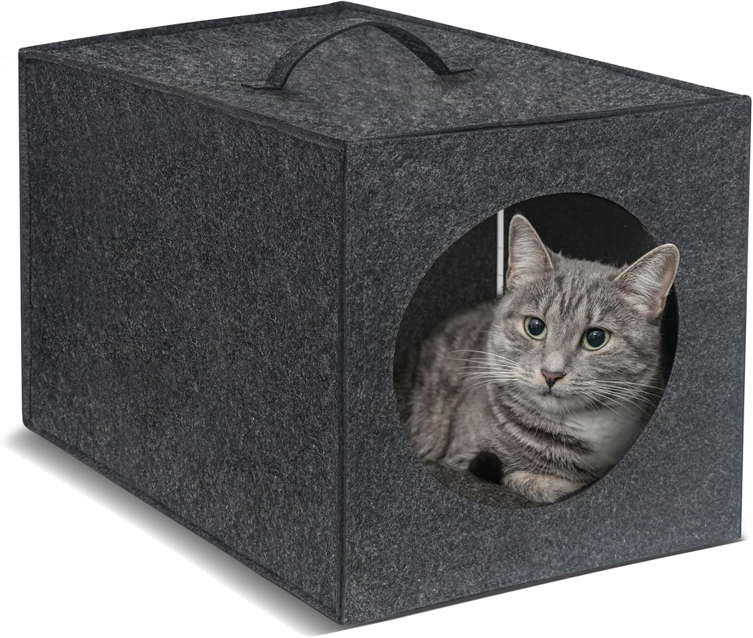 Cat Cave - 13 Inches Large House Hideout for Indoor Cats, Felt Bed With Pillow Inside, Cubby Covered Bed, Hut