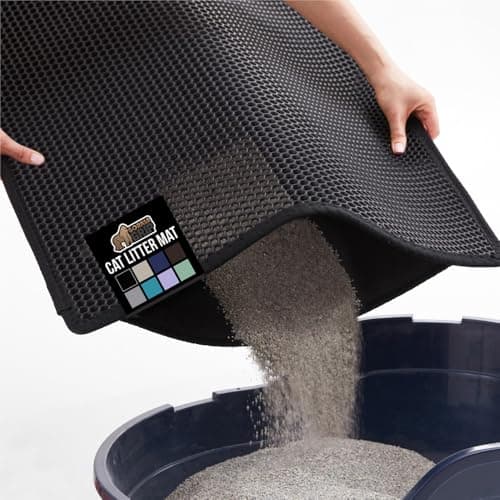 GORILLA GRIP Honeycomb Cat Litter Mat, Soft on Paws, 24x15 Black
