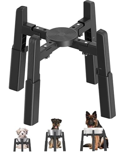 CZPET Dog Bowl Stand with Adjustable Height and Width [Stand Only] | Elevated Pet Water & Food Bowl for Medium Dogs, Stable and Anti-Slip Raised Bowl