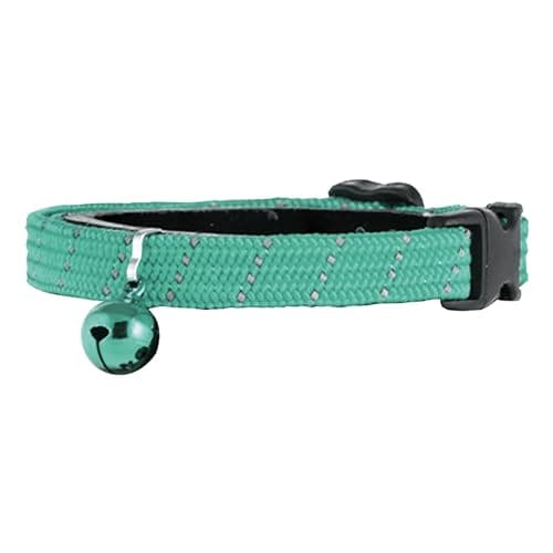 Birdsbesafe Reflective Breakaway Cat Collar with Bell, Safe Design, Green