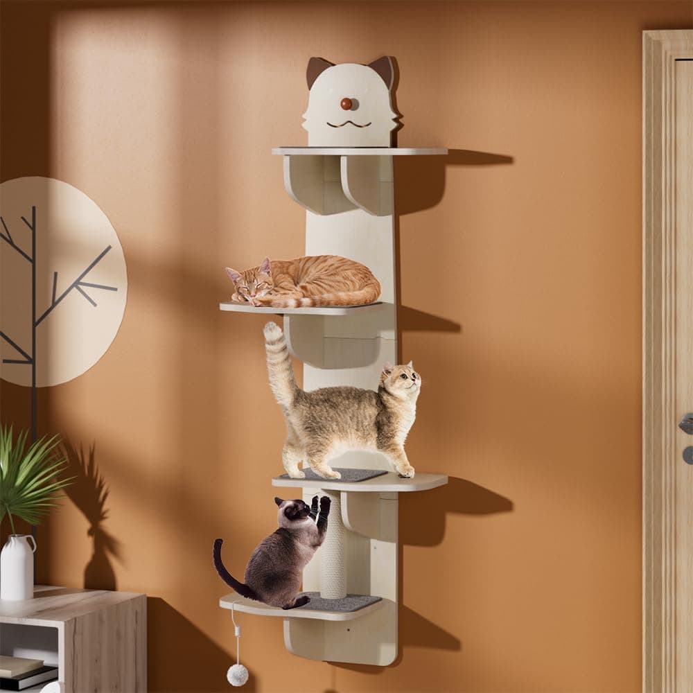 Cat Shelves for Wall Mounted Floating Perch Furniture Hammock Climber, Large Wall-Mounted Steps, Solid Wood
