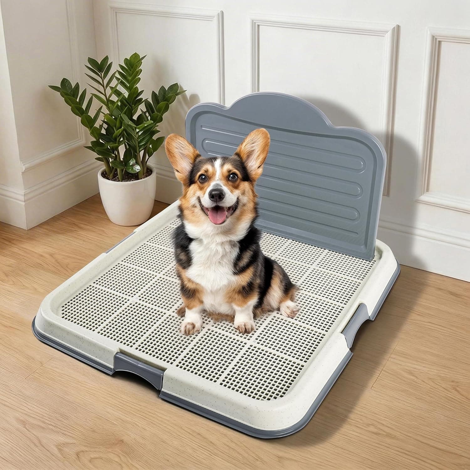 Dog Pee Pad Holder w/ High Wall, Potty Training Tray Mesh Grid 23.6x23.6