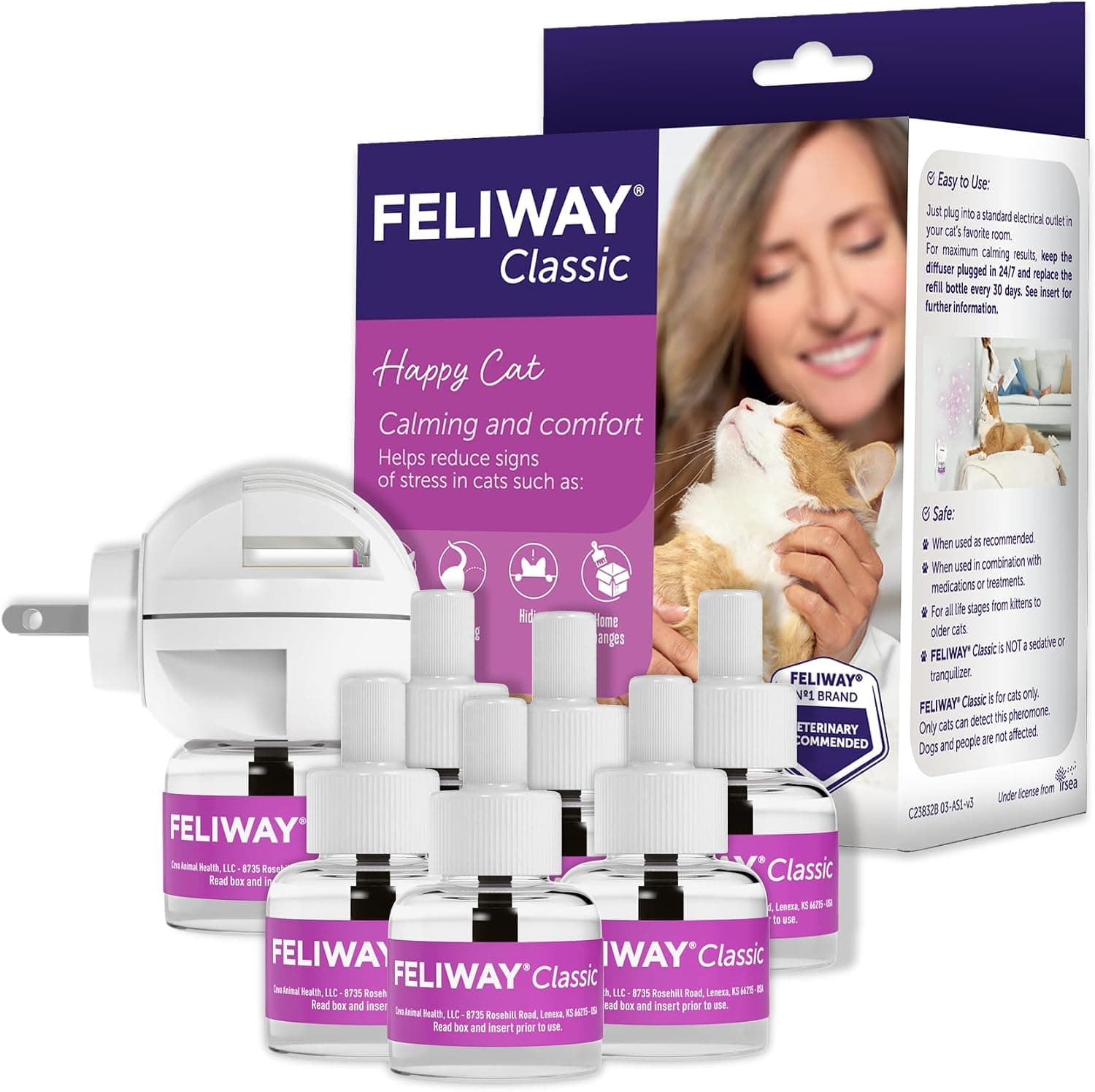 FELIWAY Classic Cat Calming Pheromone Diffuser, 1 Kit & 6 Refills