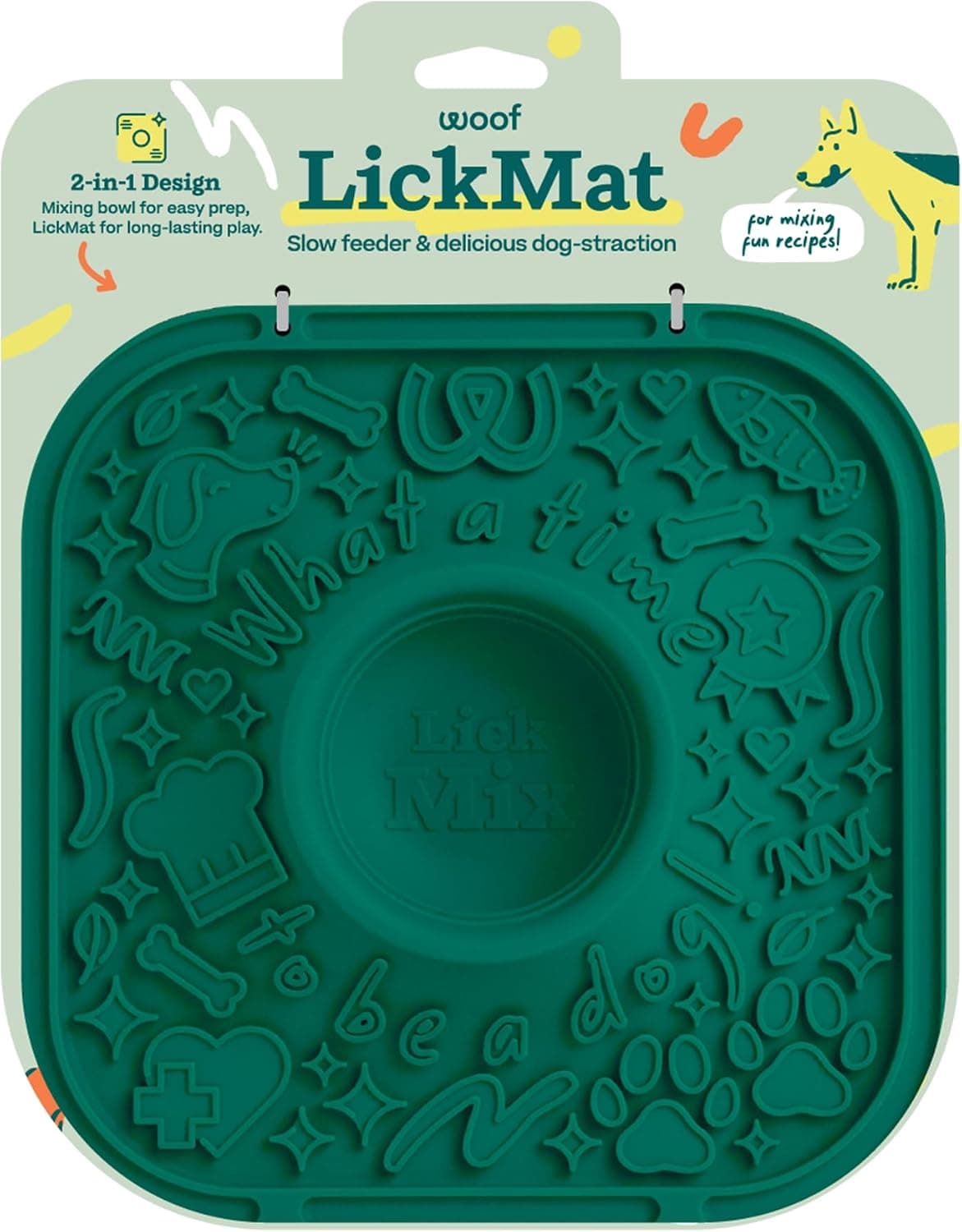 WOOF LickMat - Easy-to-Clean Lick Mat for Dogs, Non-Slip BPA-Free Silicone, Green