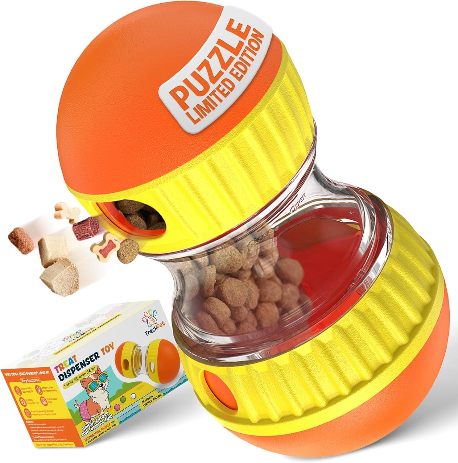 Dog Treat Dispenser Toy, Interactive Puzzle Feeder for Mental Stimulation