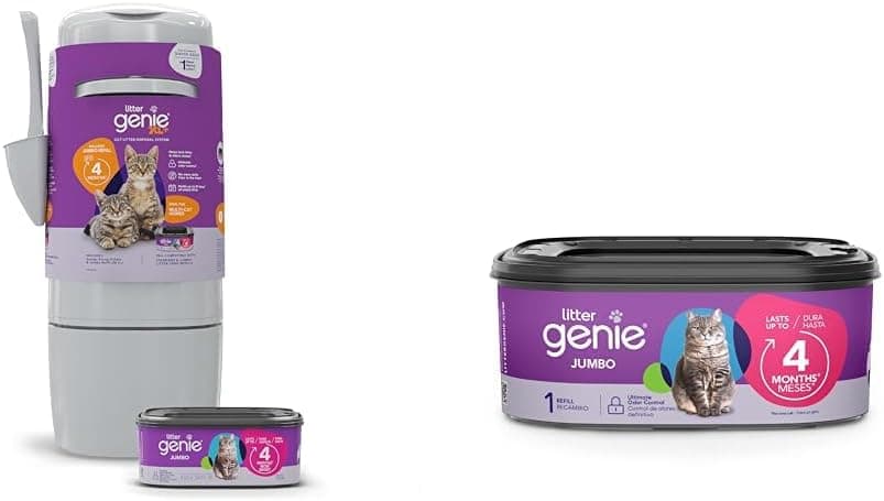 Litter Genie XL+ Pail with Jumbo Refill Bags Bundle - Ultimate Odor Control