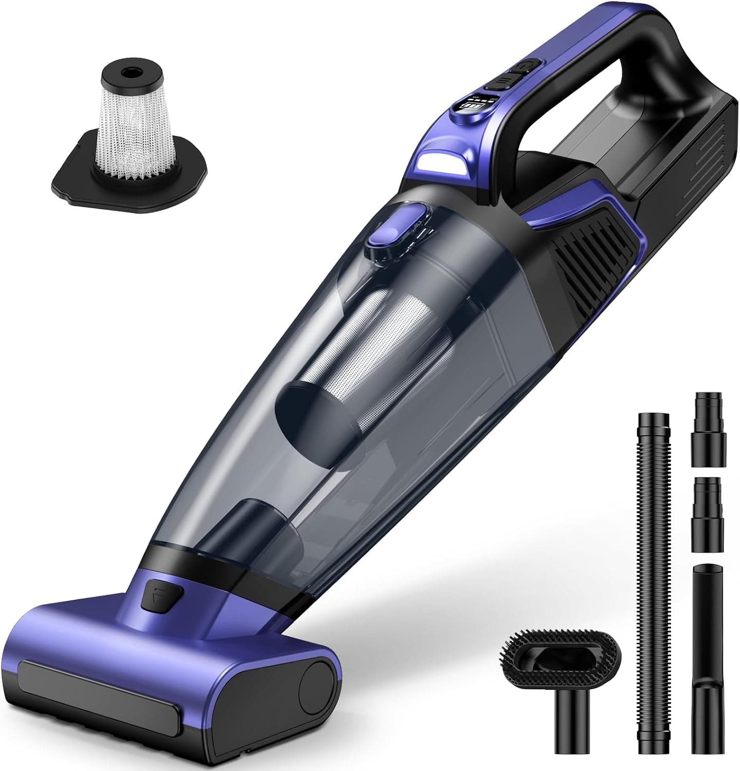 Pet Hair Handheld Vacuum Cordless 20000PA with Motorized Brush and LED
