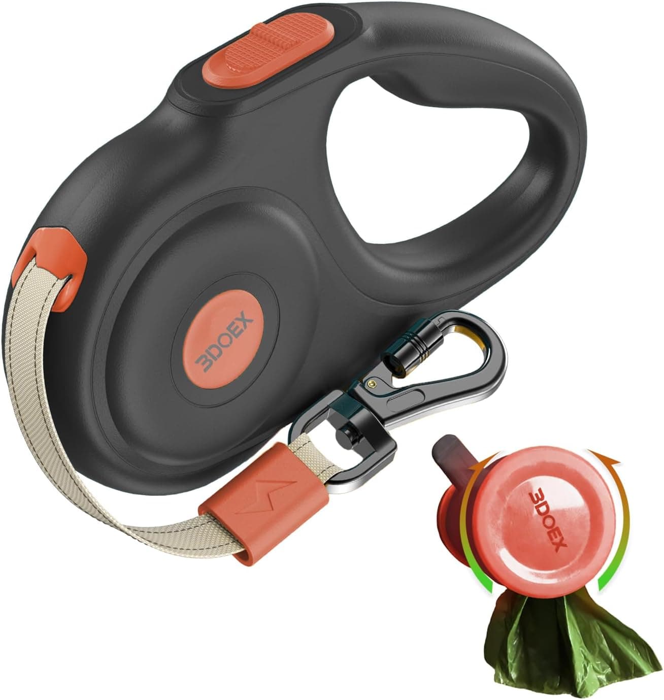 Retractable Dog Leash 16FT for Small & Medium Dogs with Poop Bag Holder