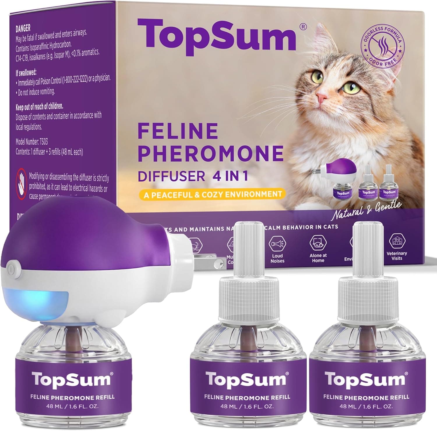 TopSum Cat Calming Pheromone Diffuser Plug in (Purple)