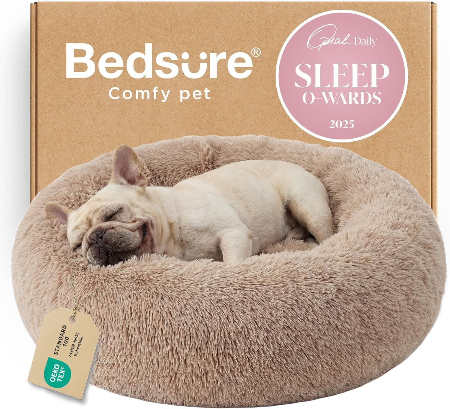 Bedsure Calming Dog Bed Donut Washable Faux Fur 30 inch