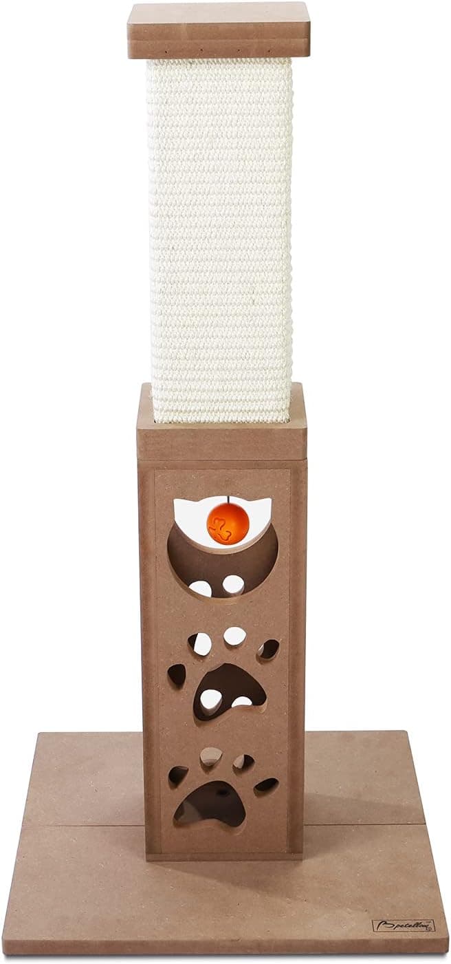 petellow Cat Scratching Post 31'' Natural Woven Sisal Tower with Ball
