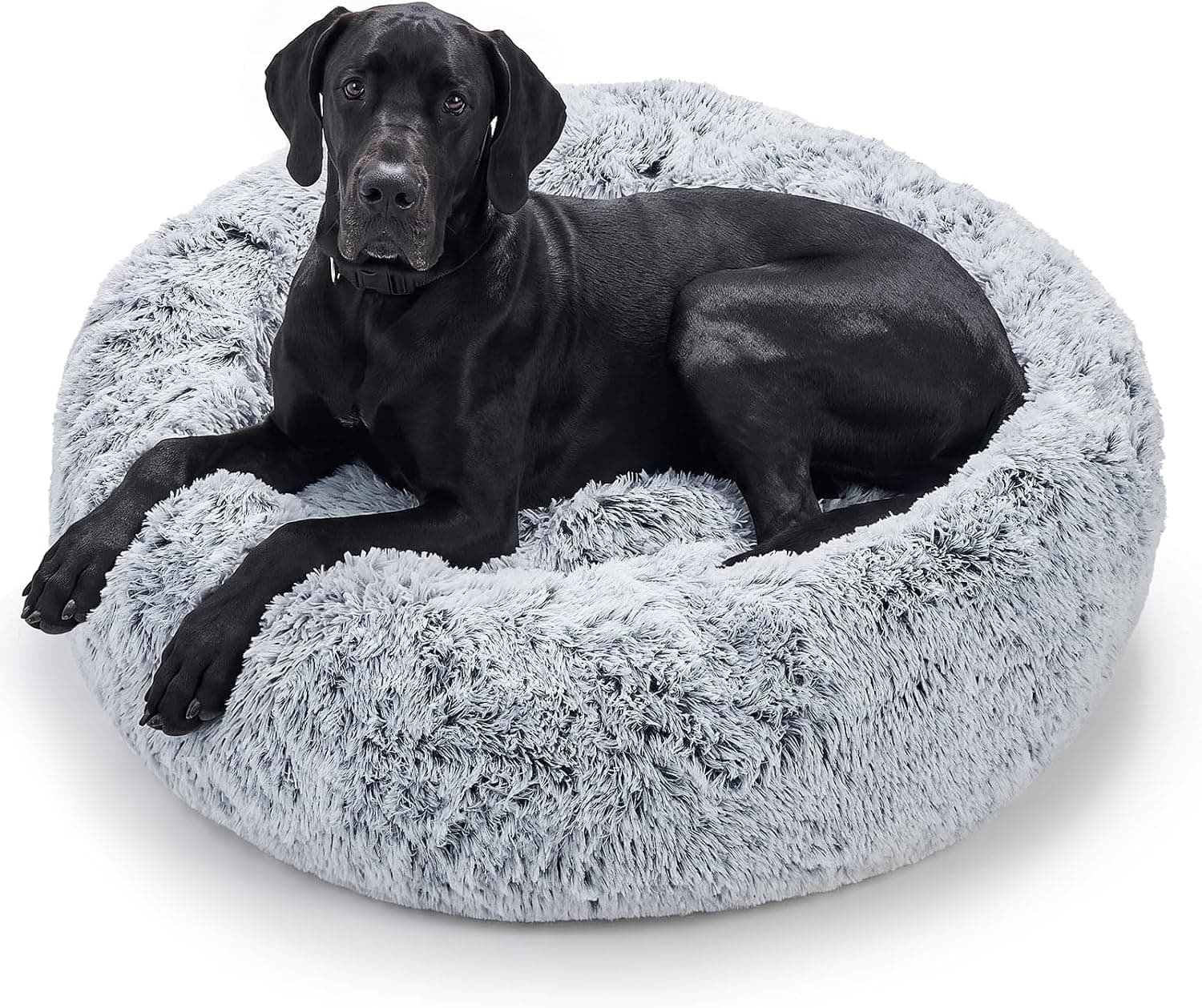 JOLLYVOGUE Calming Anti-Anxiety Fluffy Donut Dog Bed Extra Large 45 inch